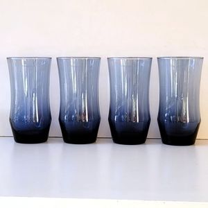 Vintage Libbey Smoked Blue Tumbler Glassware Mid Century Vintage